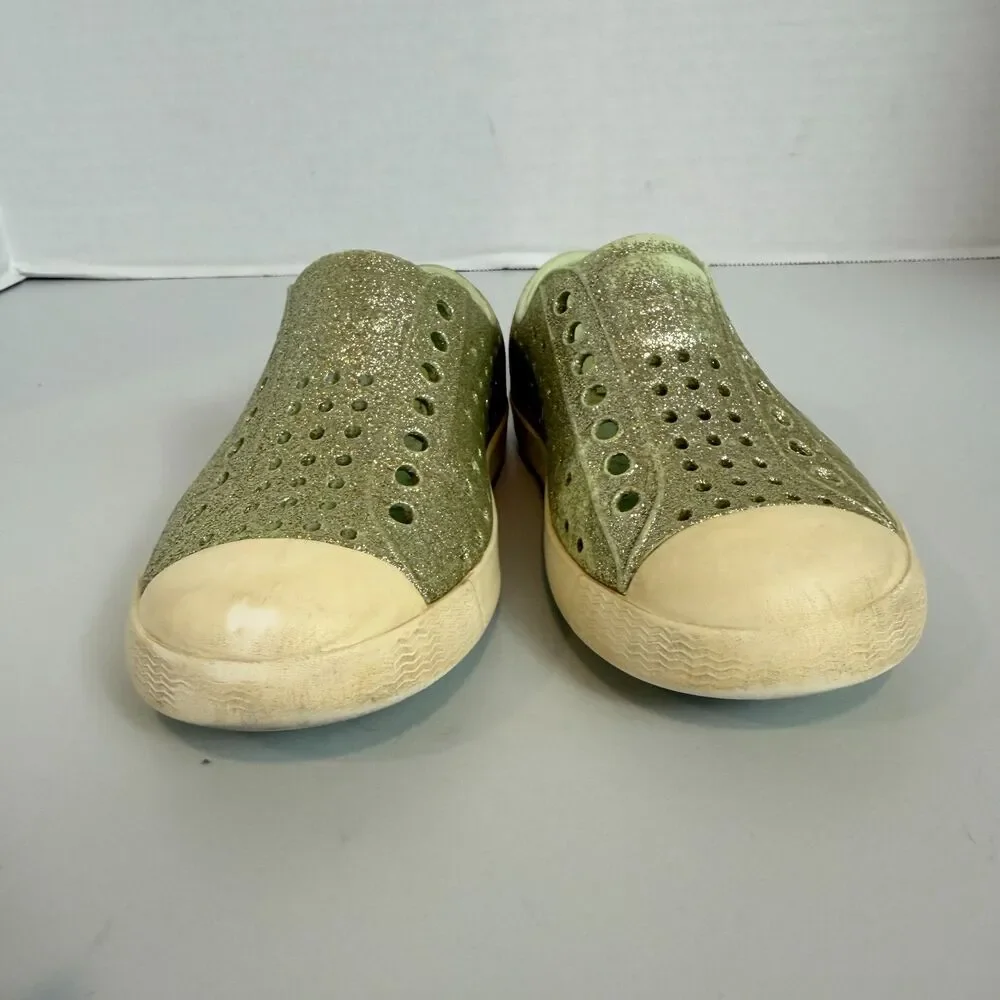Native Jefferson Little Kids Green Glitter Slip On Shoes Size C 8